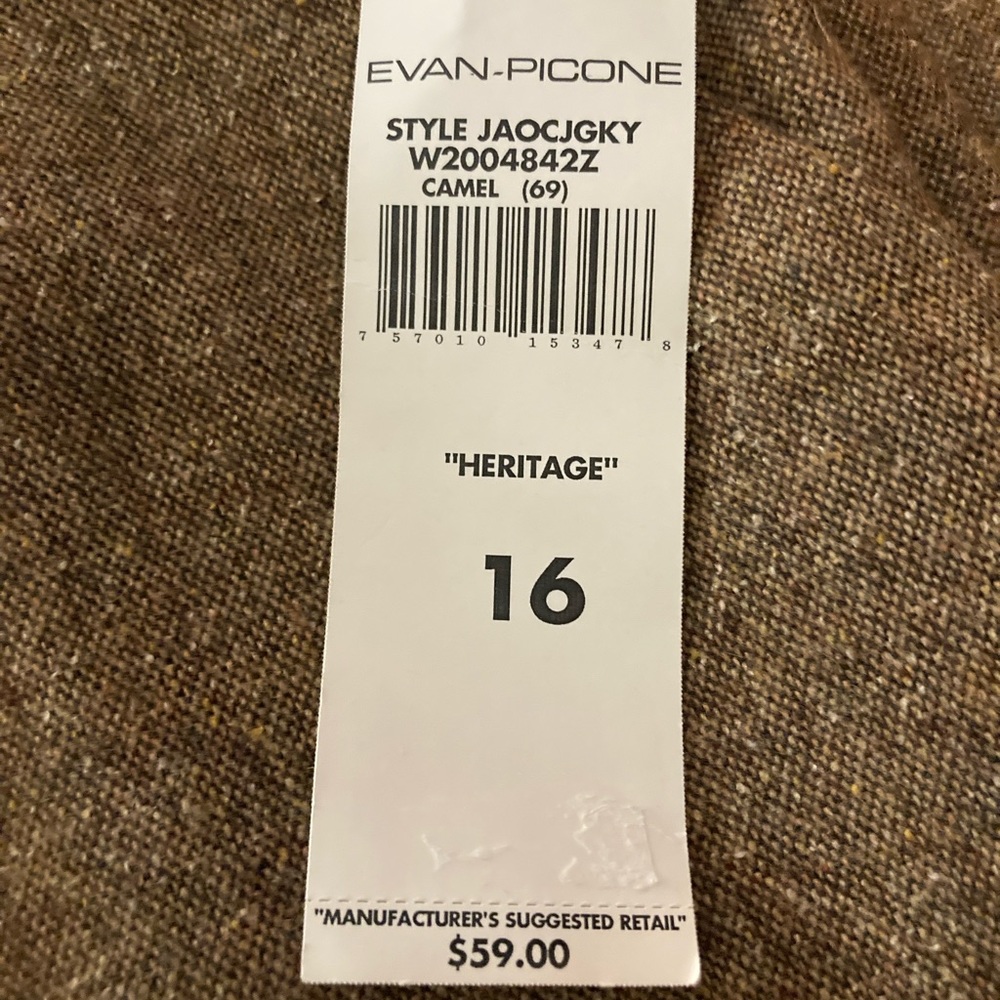 Evan Picone “Heritage” Vintage Camel Colored, Wool Blend, Lines Trousers 16 NWT
